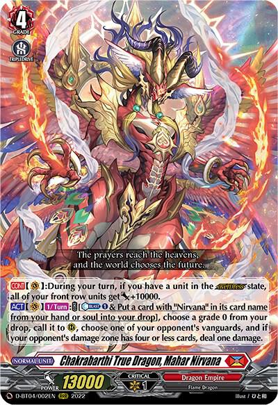 Chakrabarthi True Dragon, Mahar Nirvana — D-BT04/002EN — RRR — English