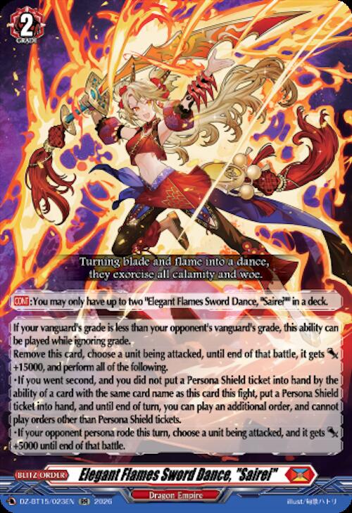 Elegant Flames Sword Dance, "Sairei" — DZ-BT15/023EN — RR — English