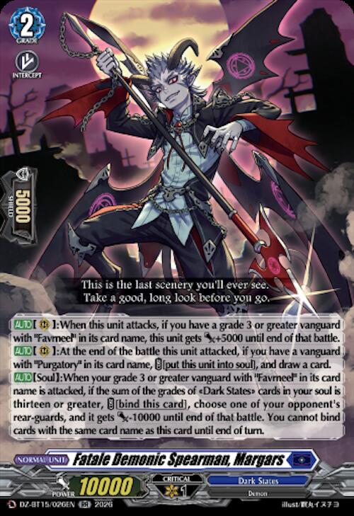 Fatale Demonic Spearman, Margars — DZ-BT15/026EN — RR — English