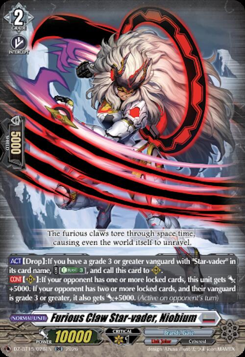 Furious Claw Star-vader, Niobium — DZ-BT15/028EN — RR — English