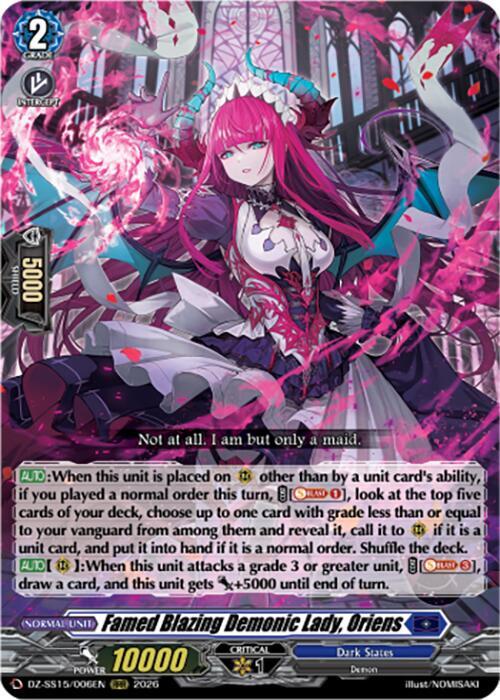 Famed Blazing Demonic Lady, Oriens — DZ-SS15/006EN — RRR — English
