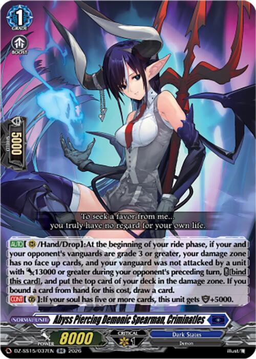 Abyss Piercing Demonic Spearman, Criminatles — DZ-SS15/037EN — RR — English